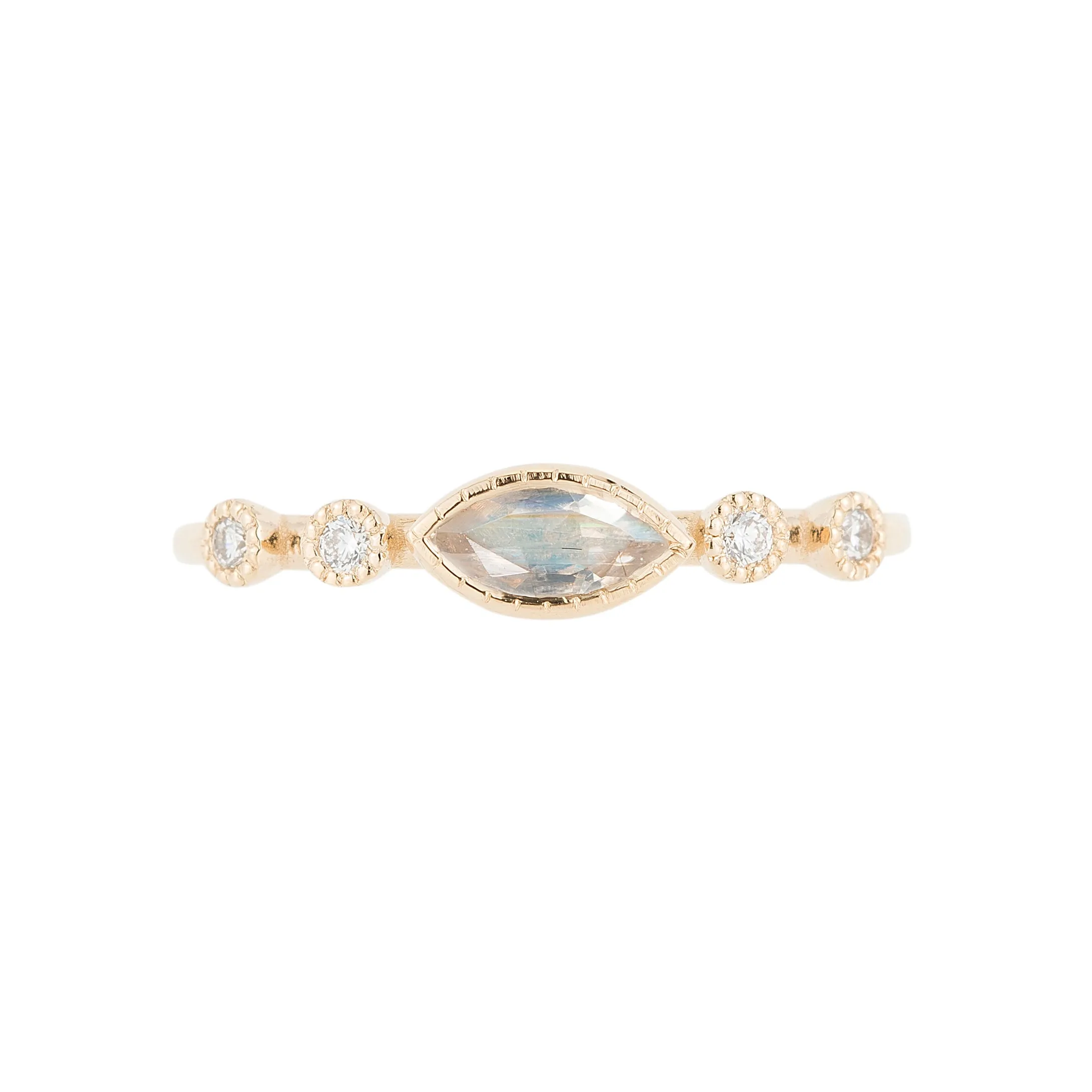 Moonstone Marquise Diamond Dew Ring (ready to ship option)*