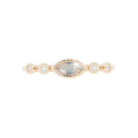 Moonstone Marquise Diamond Dew Ring (ready to ship option)*