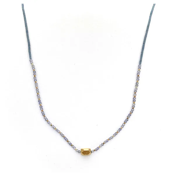 Mystic quartz and seed bead necklace -a