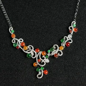 Natural Jade Necklace Jadeite Silver Necklace NE01