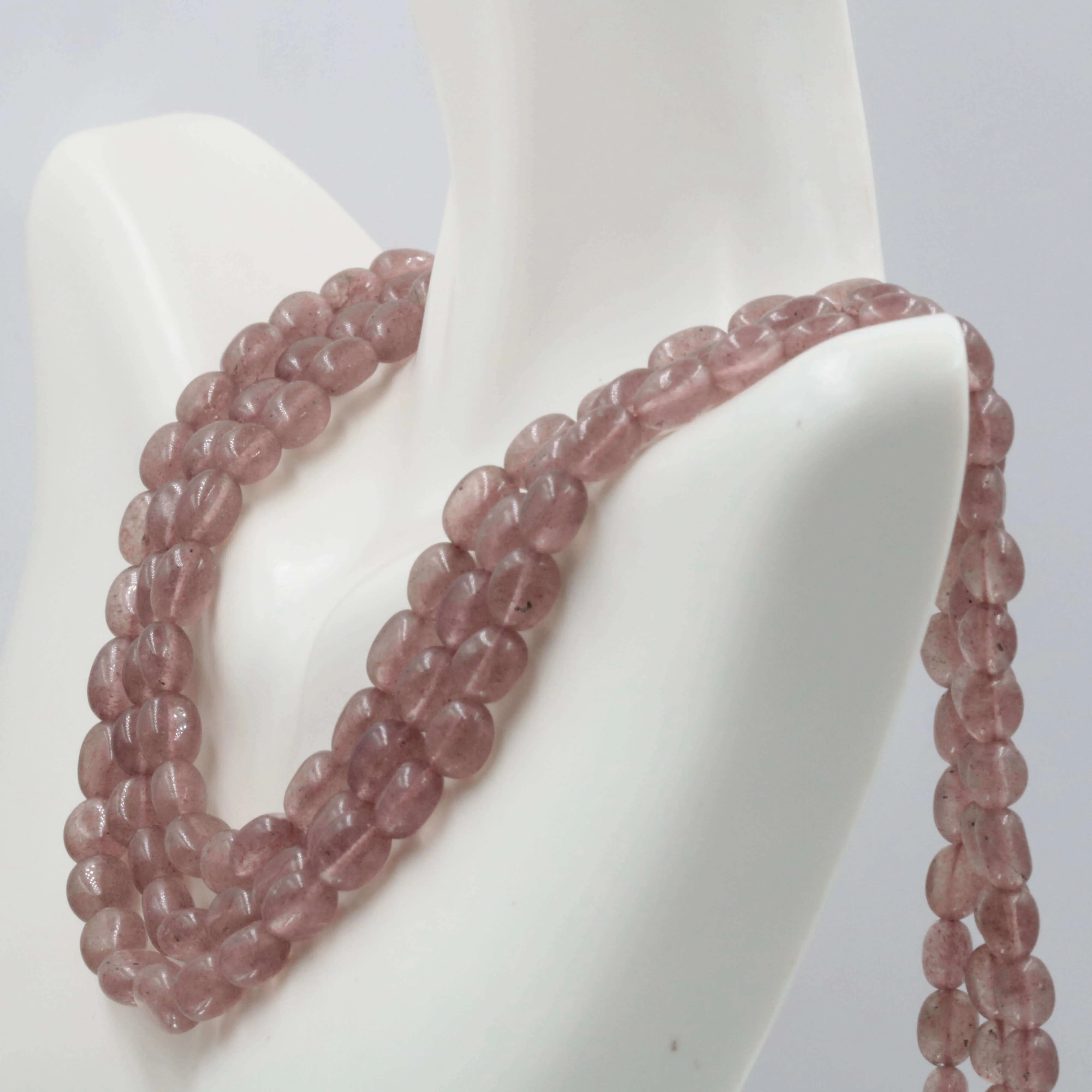 Natural Pink Strawberry Quartz gemstone Necklace Quartz Jewelry Quartz stone Necklace Quartz Necklace Quartz Beads SKU:6142689