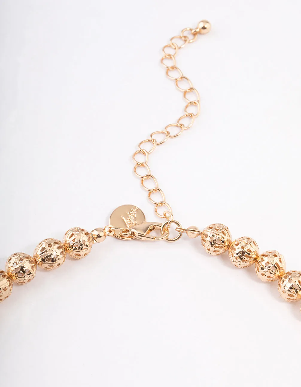 Navy Pattern Mixed Size Ball Necklace