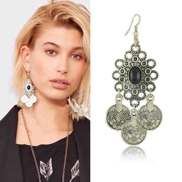 Noble Roman Dangling Coin Chandelier Earrings