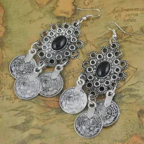 Noble Roman Dangling Coin Chandelier Earrings
