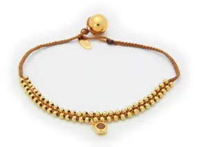 November Topaz (Cz) Camel Cord Bracelet in Vermeil, 6"