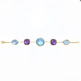 One of a Kind Amethyst and Blue Topaz Bracelet