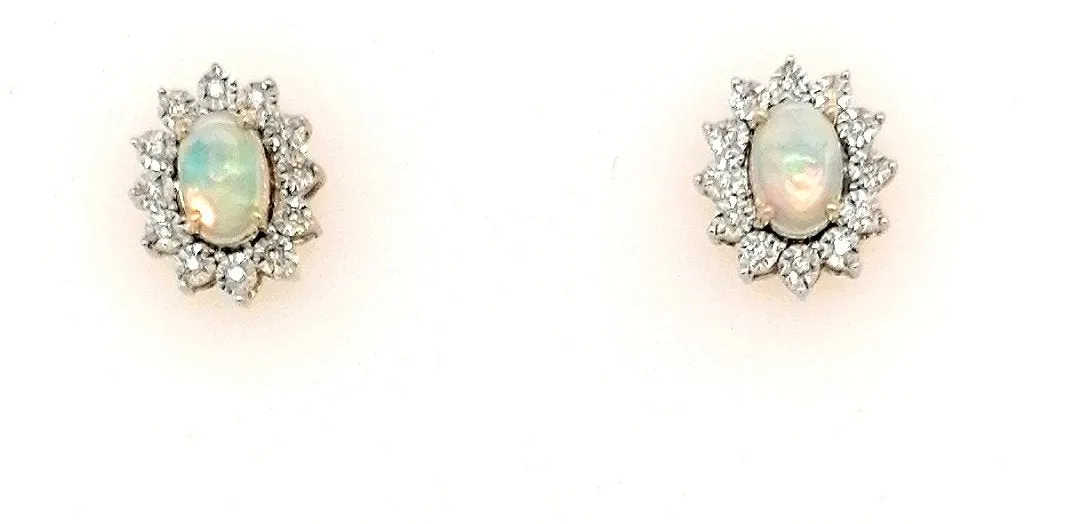 Opal and Diamond Gold Earrings