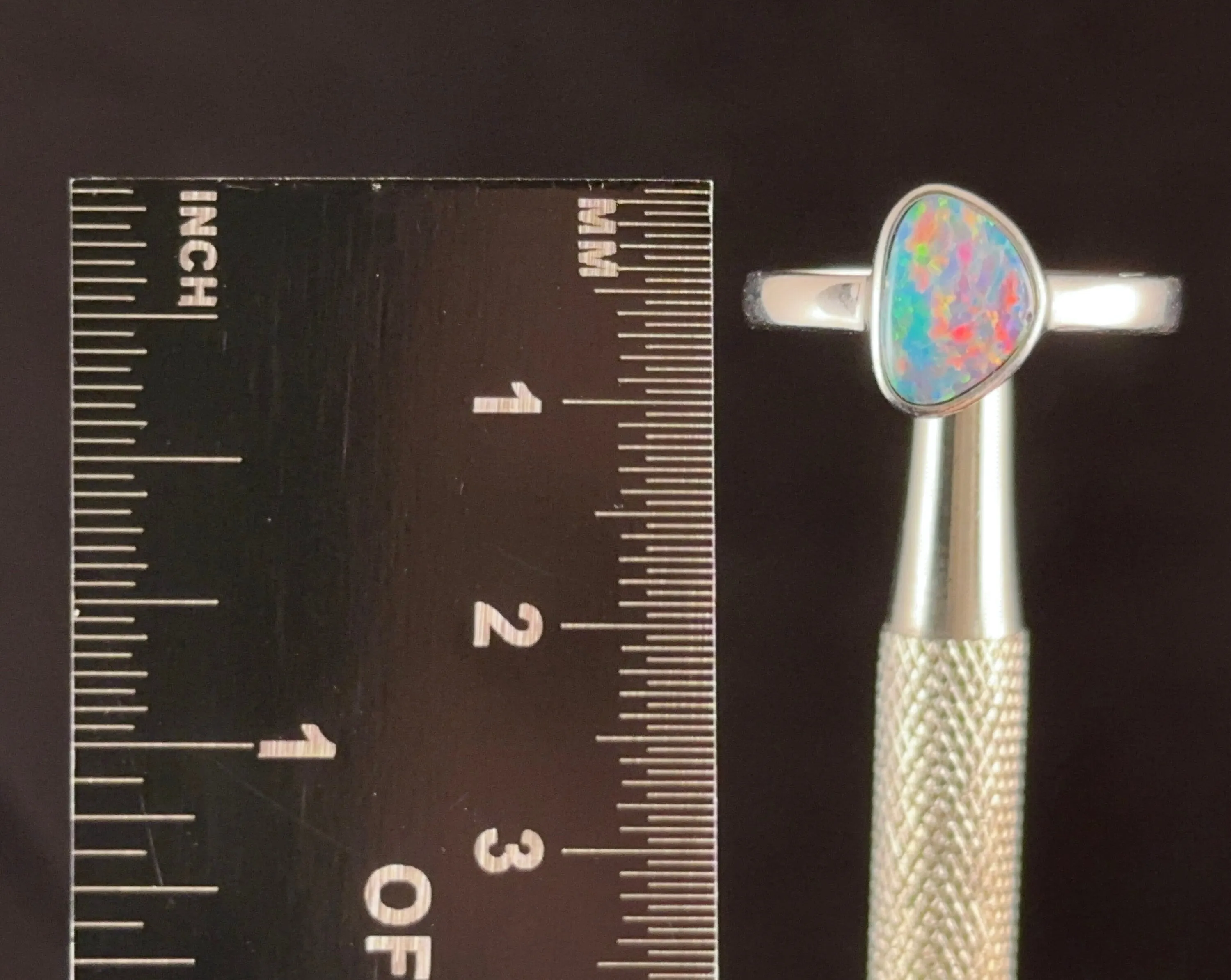 OPAL RING - Sterling Silver, Opal Doublet, Size 7.5 - Opal Rings for Women, Bridal Jewelry, Australian Opal, 54336