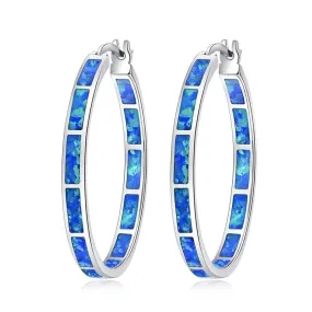 Opal Stone Hoop Earrings
