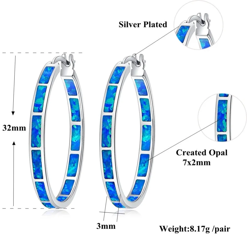 Opal Stone Hoop Earrings