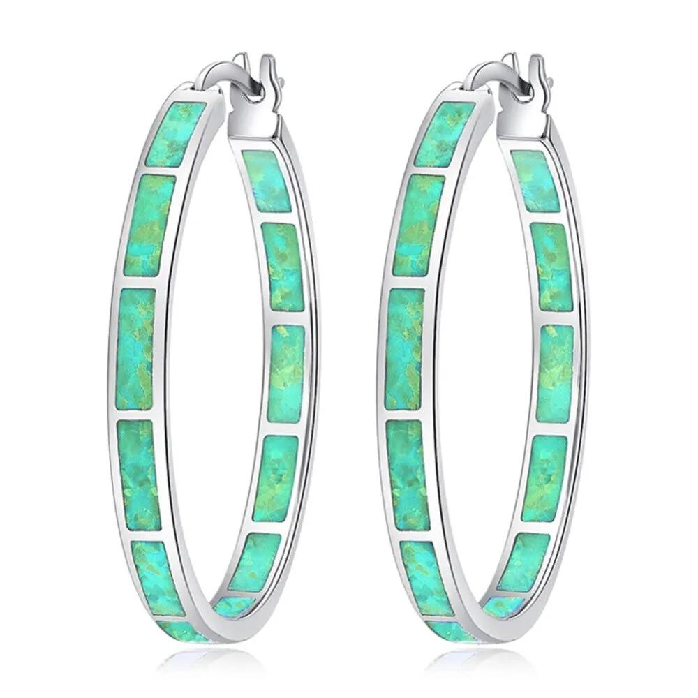 Opal Stone Hoop Earrings