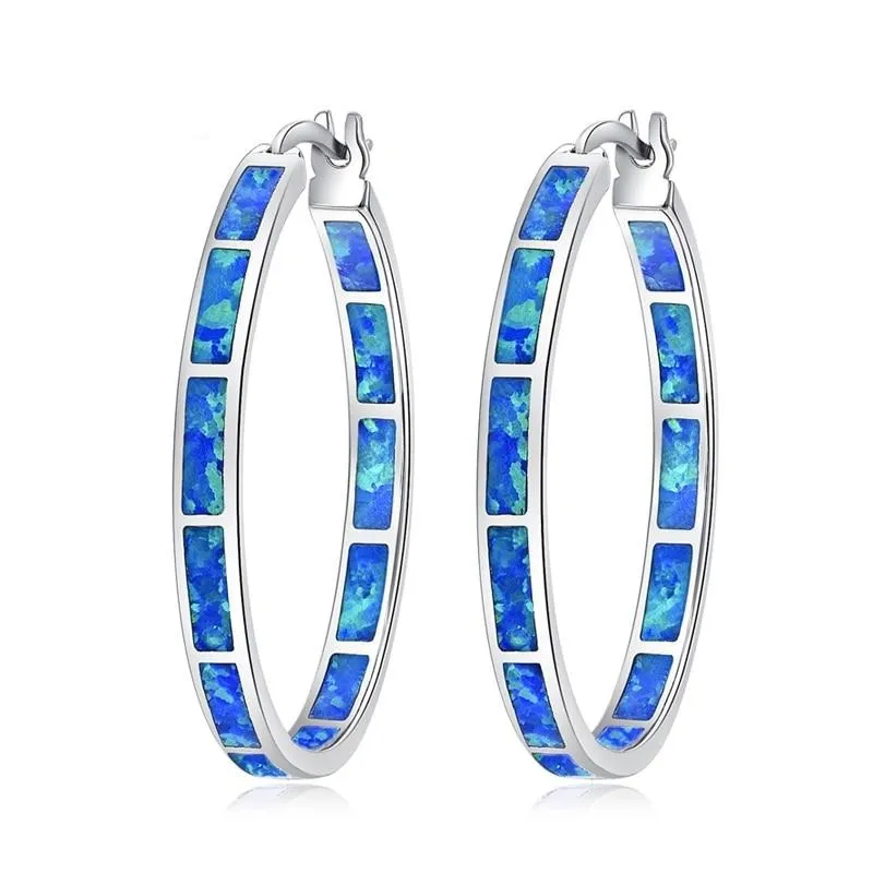 Opal Stone Hoop Earrings
