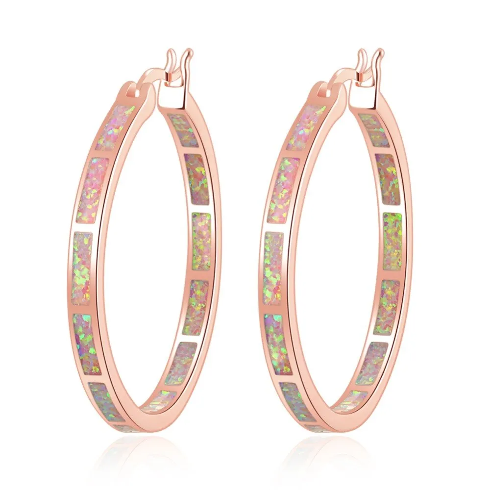 Opal Stone Hoop Earrings
