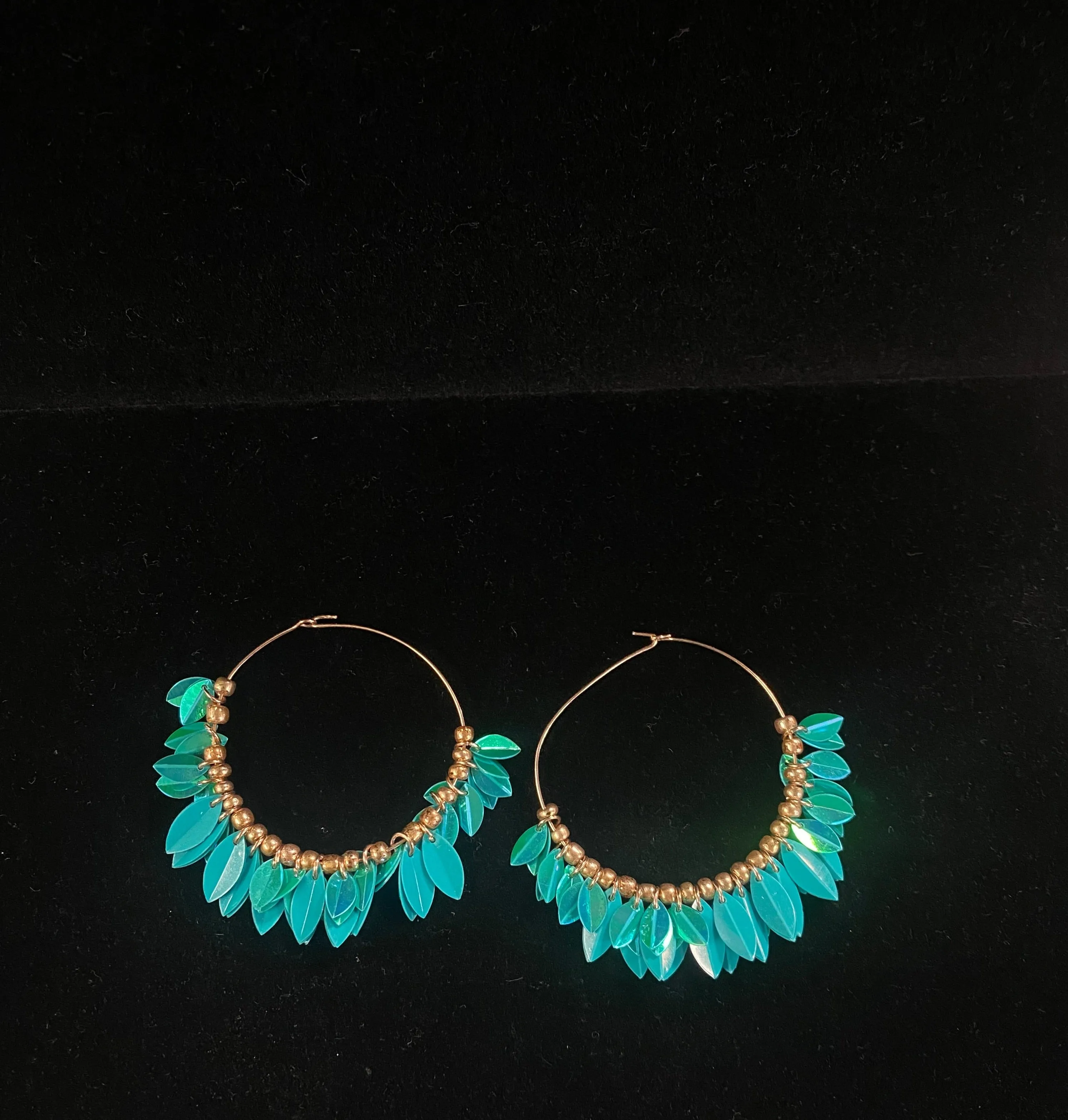 Open Circle Sequin Cluster Dangle Hoop Earrings