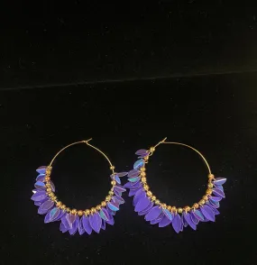 Open Circle Sequin Cluster Dangle Hoop Earrings