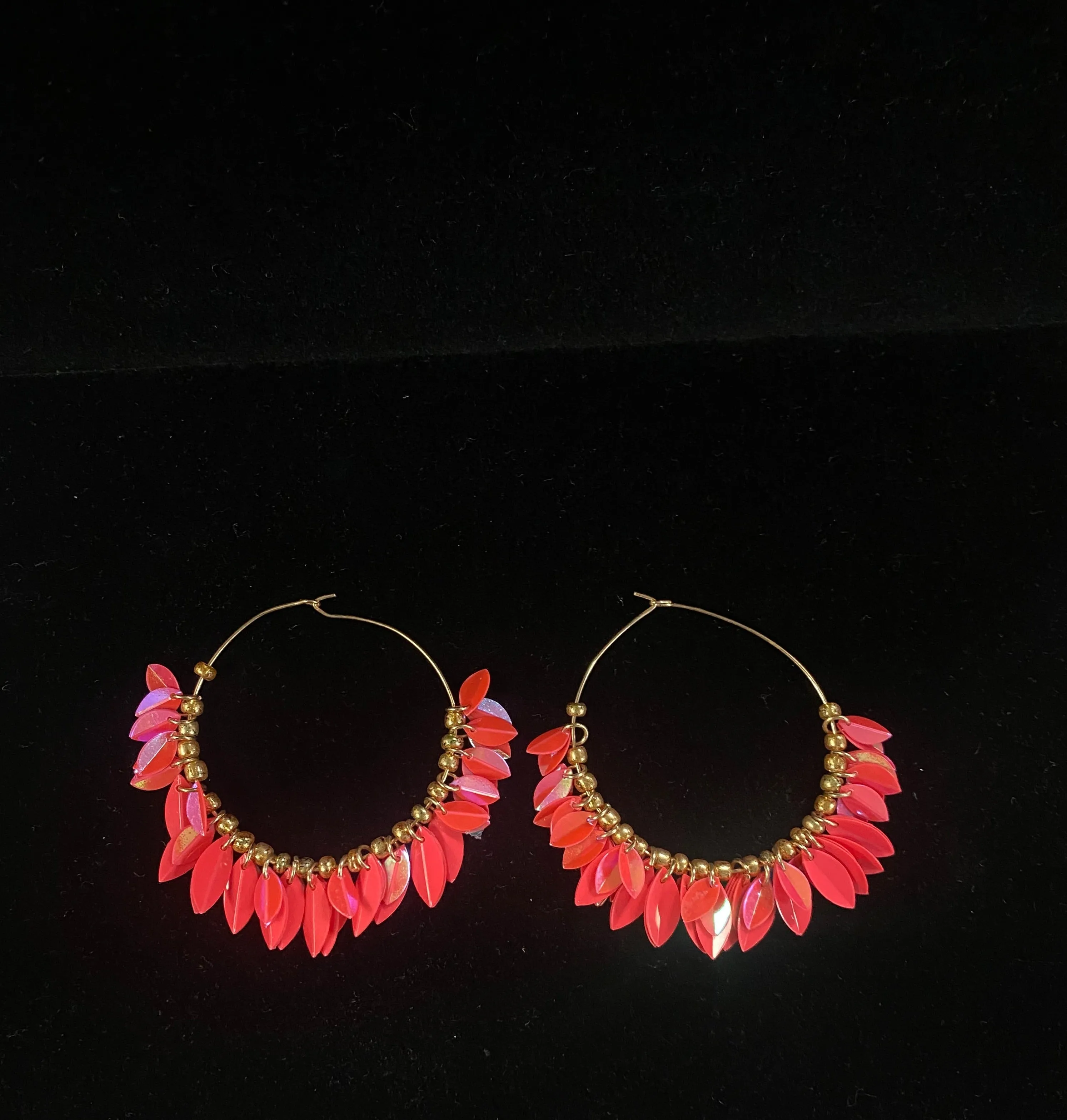 Open Circle Sequin Cluster Dangle Hoop Earrings