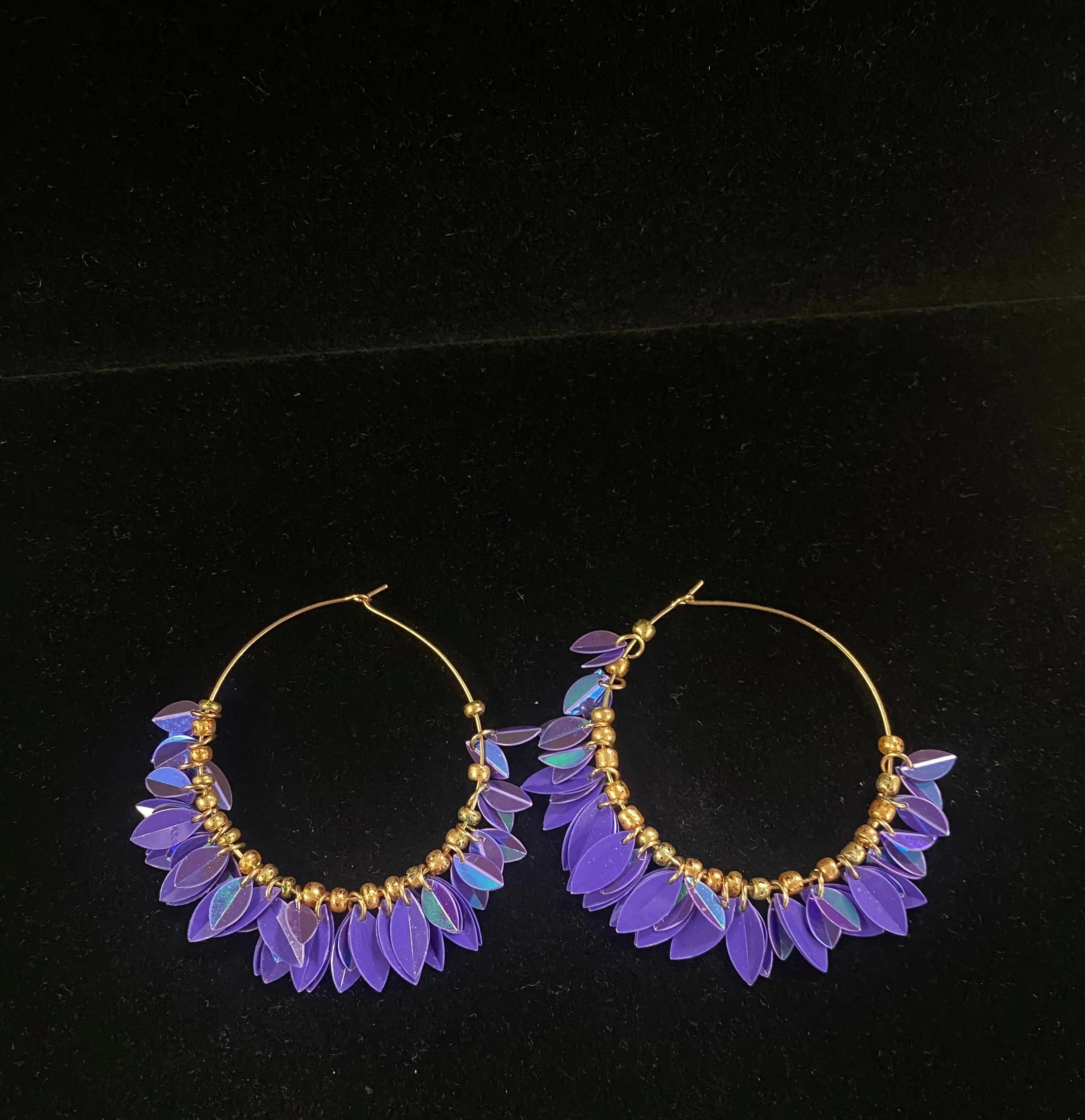 Open Circle Sequin Cluster Dangle Hoop Earrings