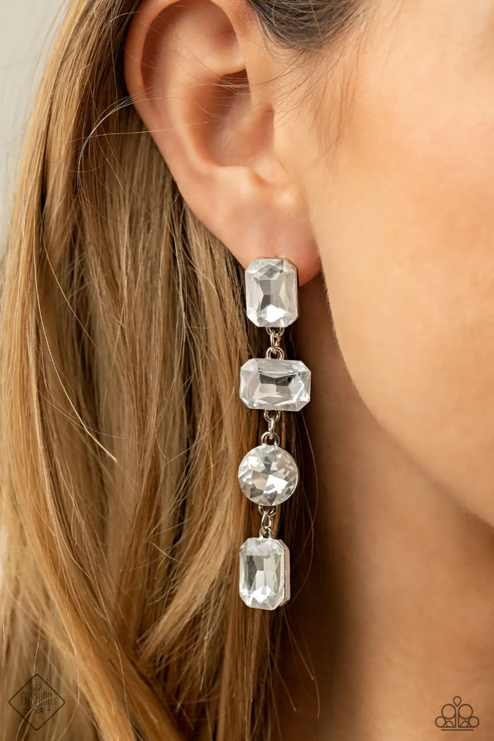Open Door Jewelry - Cosmic Heiress - White Post Earrings - Paparazzi Accessories