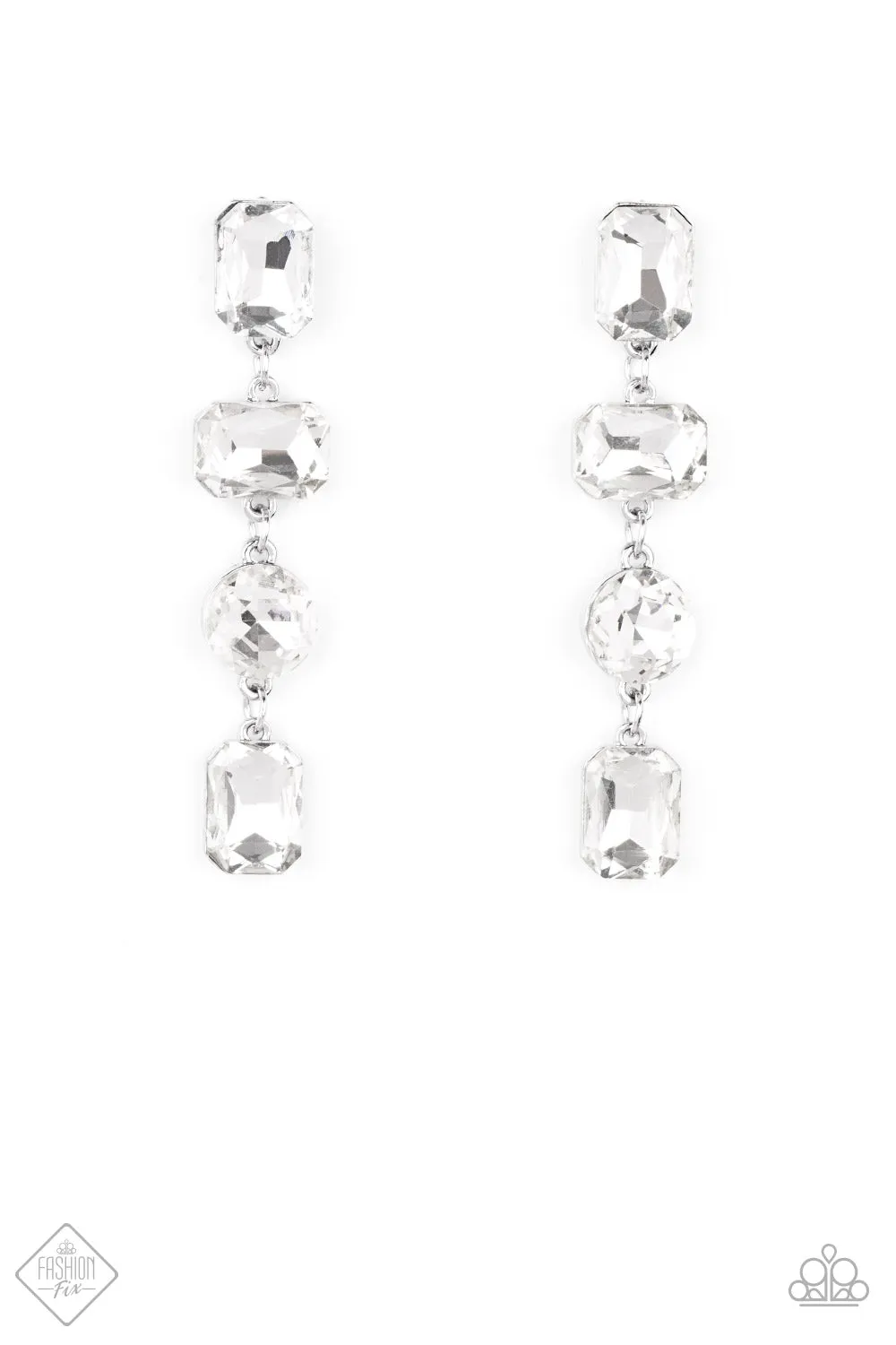 Open Door Jewelry - Cosmic Heiress - White Post Earrings - Paparazzi Accessories