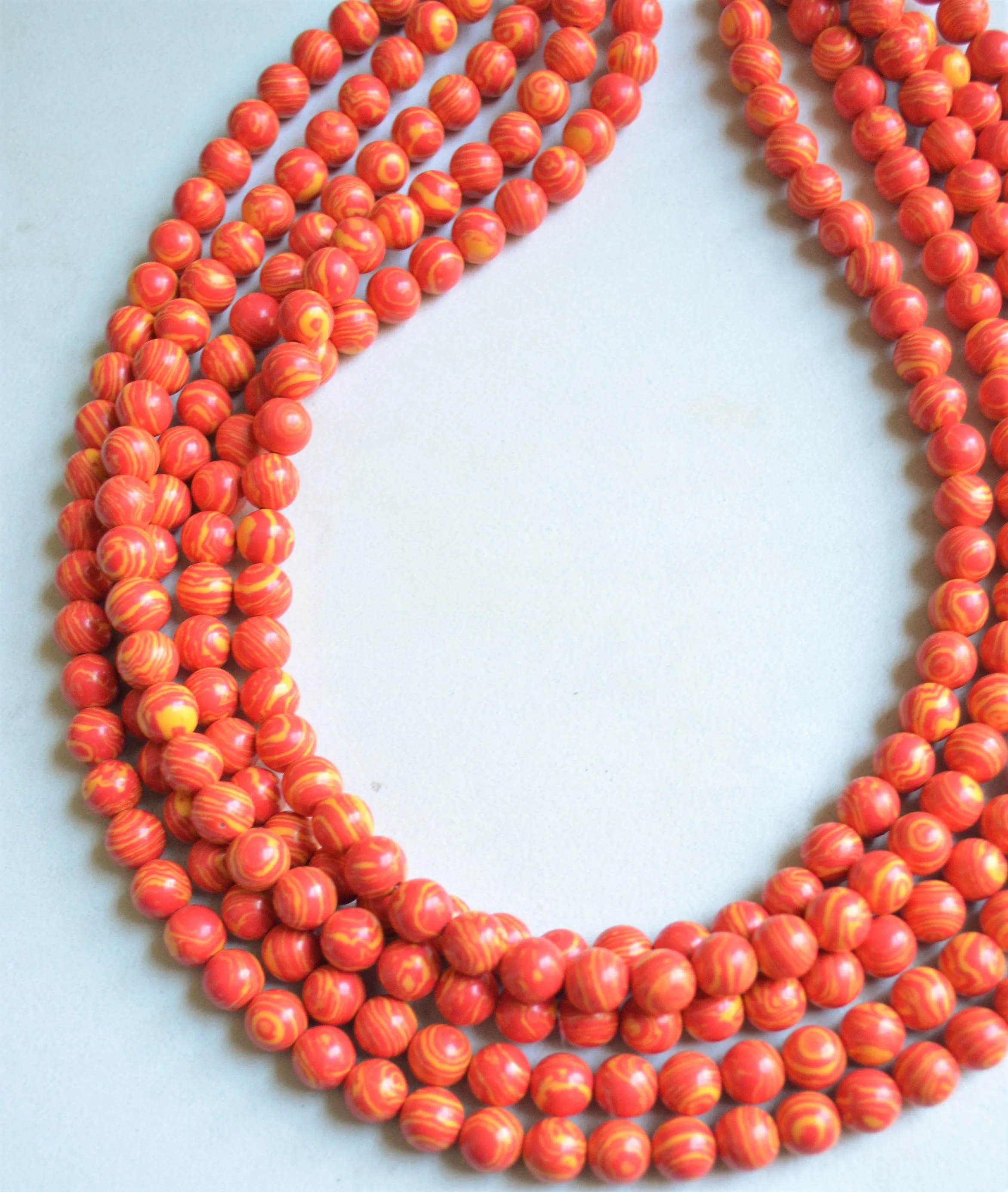 Orange Yellow Bead Chunky Glass Multi Strand Statement Necklace - Michelle