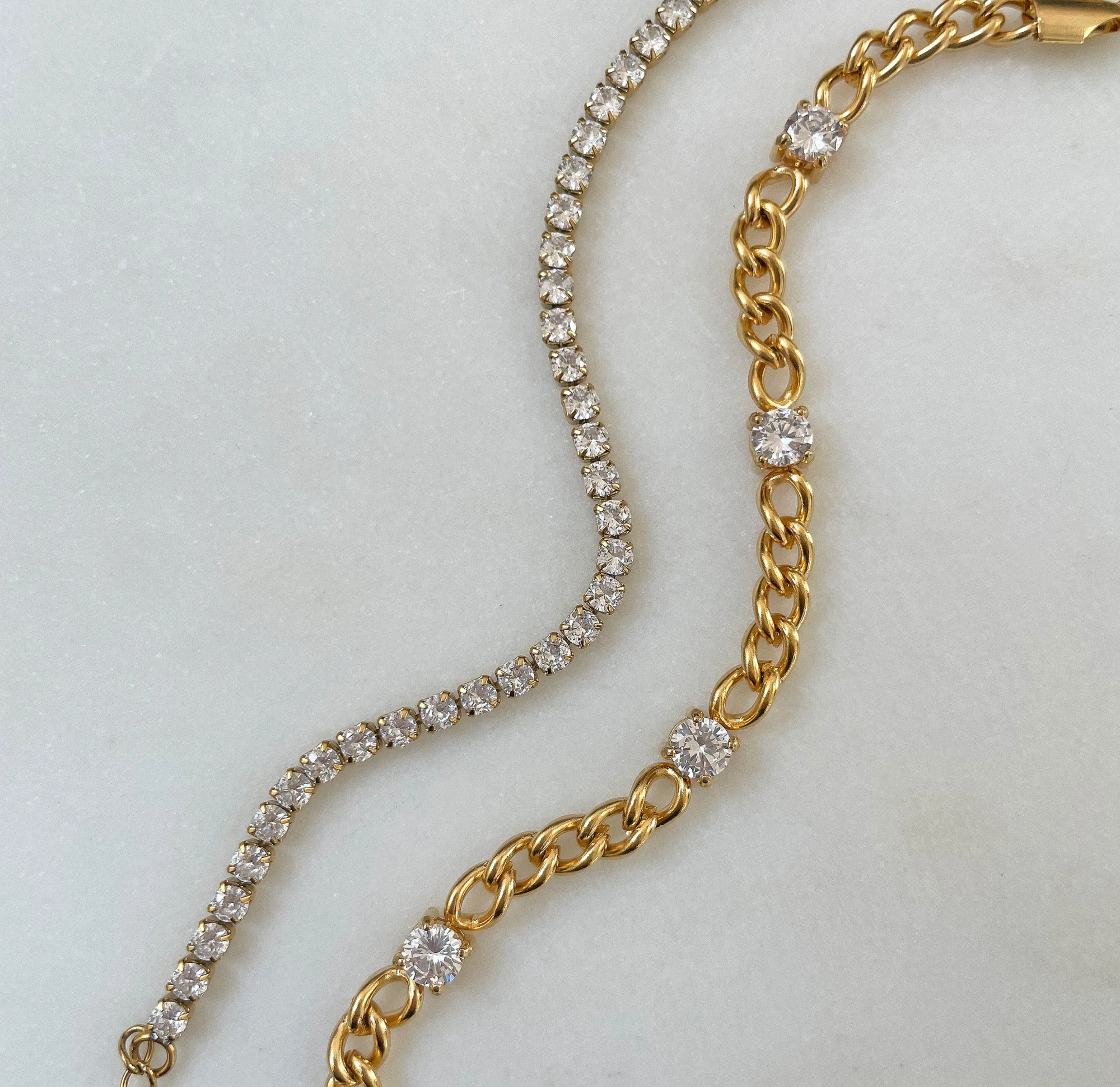 PARIS DAINTY CZ DIAMOND TENNIS BRACELET - GOLD