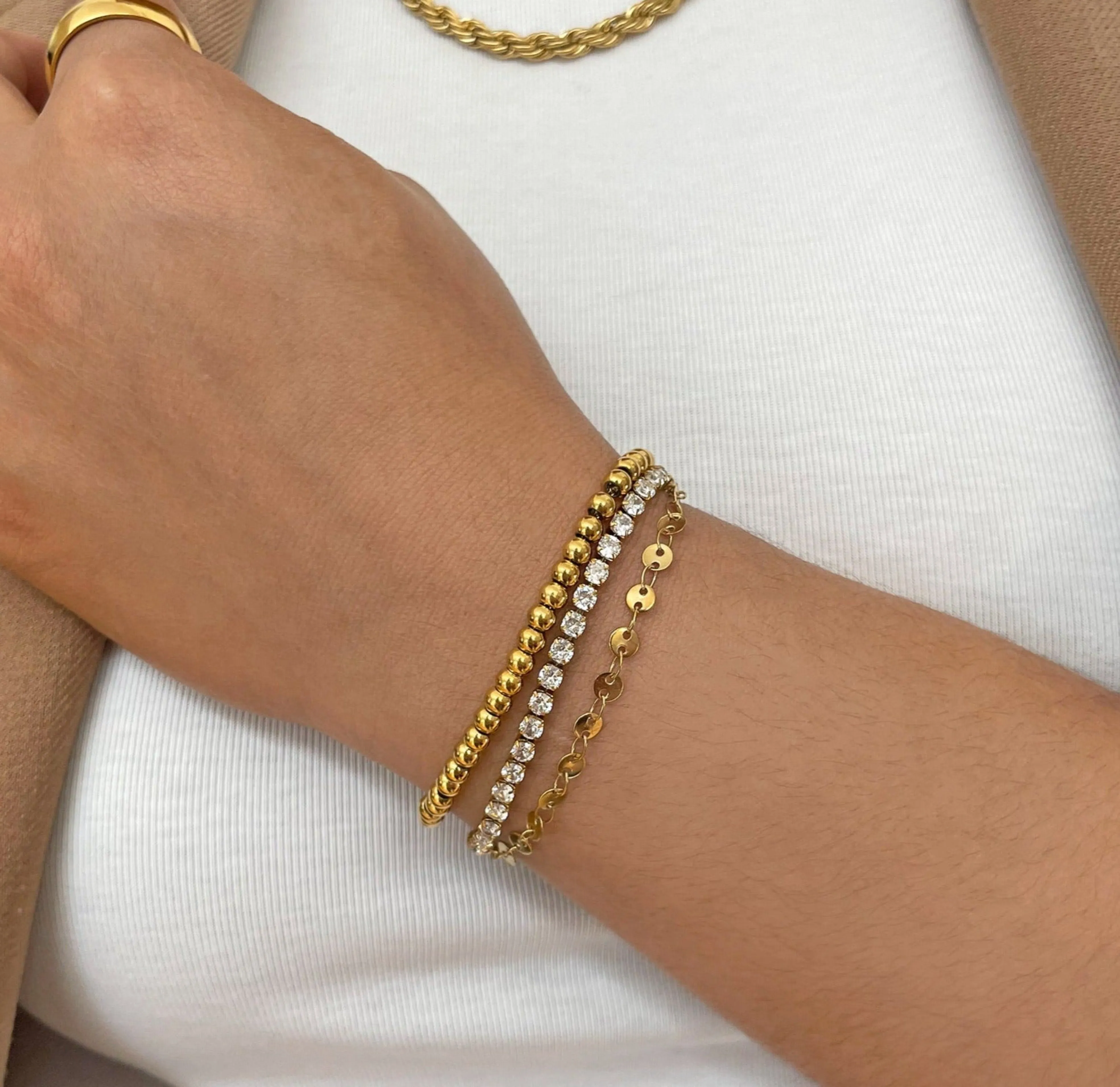 PARIS DAINTY CZ DIAMOND TENNIS BRACELET - GOLD