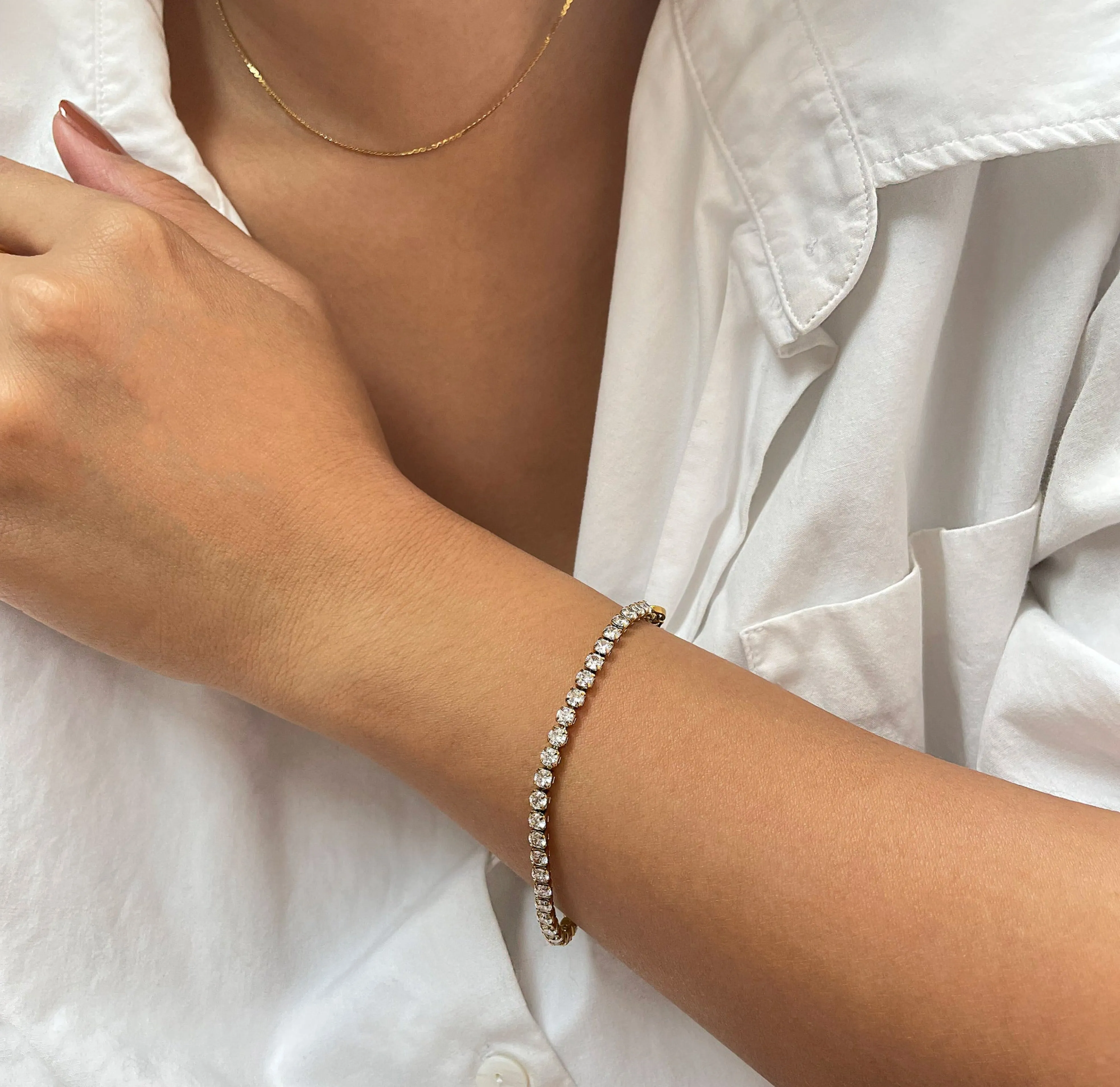 PARIS DAINTY CZ DIAMOND TENNIS BRACELET - GOLD