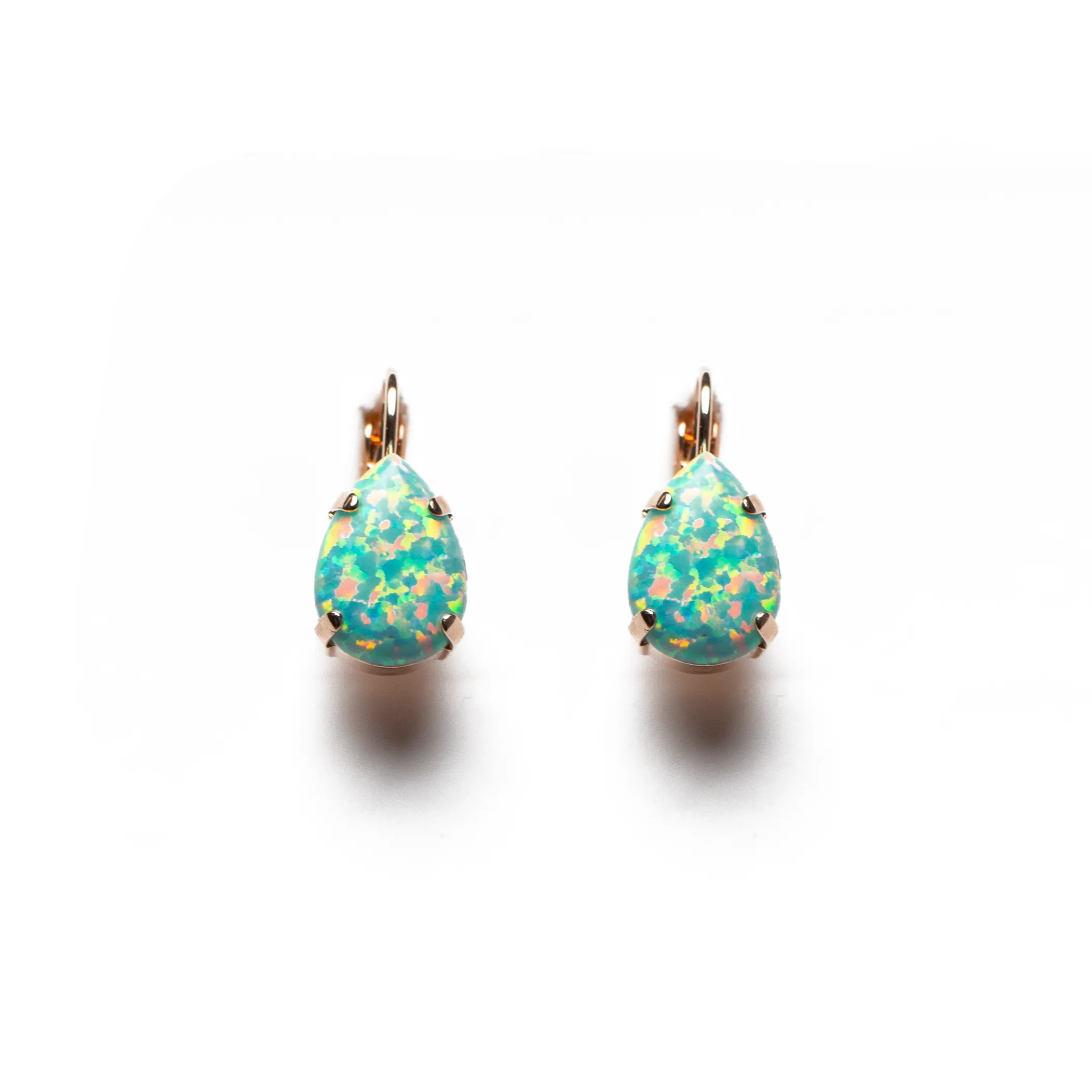Pear Leverback Earrings in "Green Opal" *Custom*