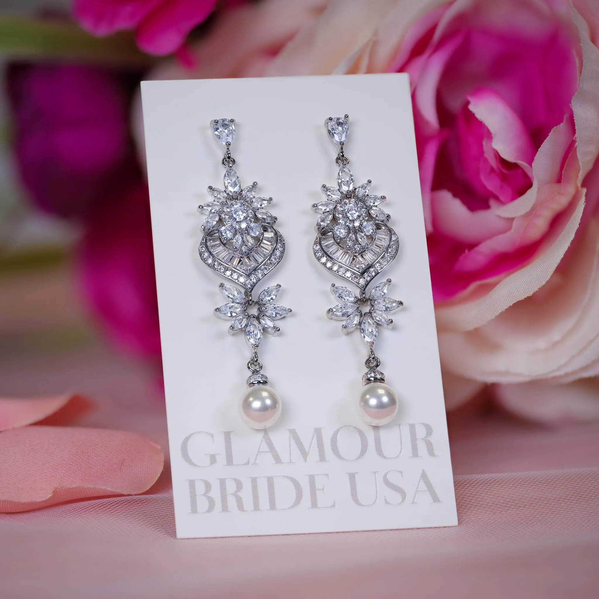 Pearl Chandelier Bridal Earrings - Dana