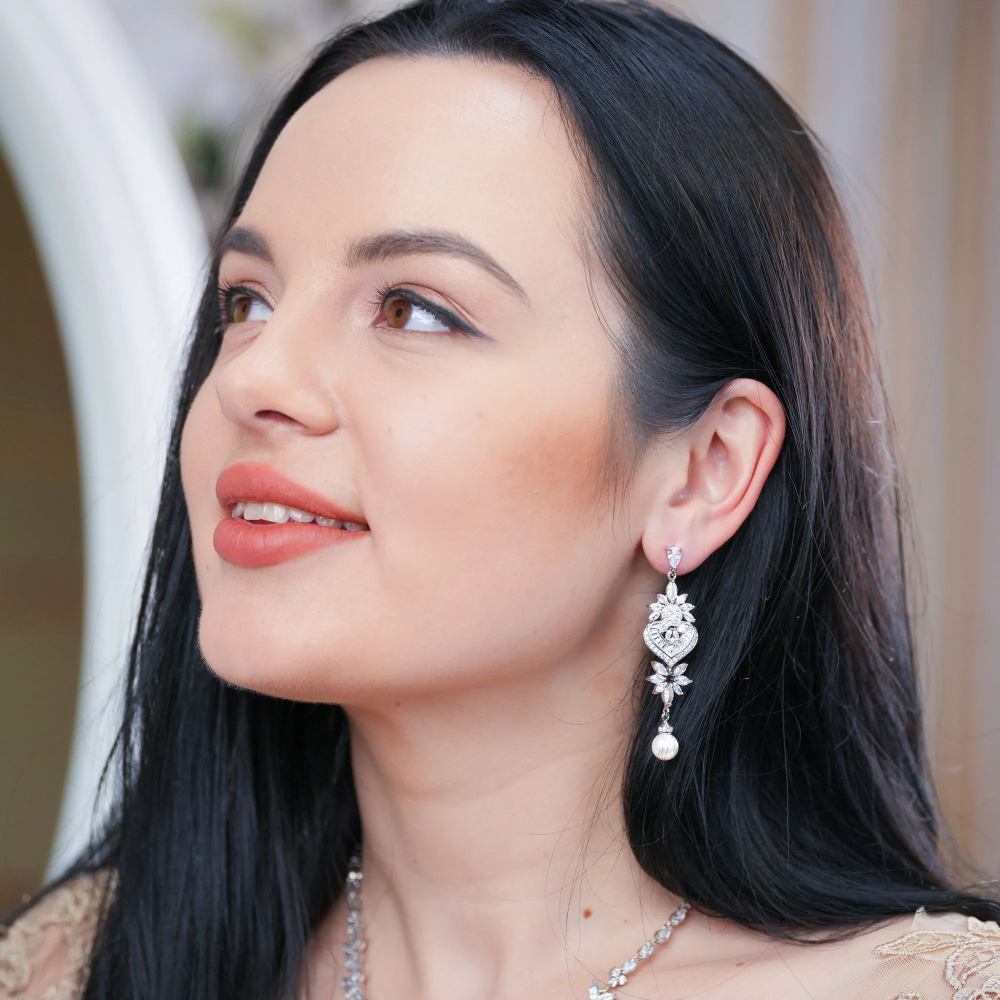 Pearl Chandelier Bridal Earrings - Dana