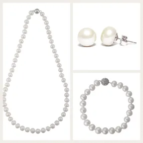 Pearls Strand, Delicate Pearl Bracelet and Pearl Studs Gift Set