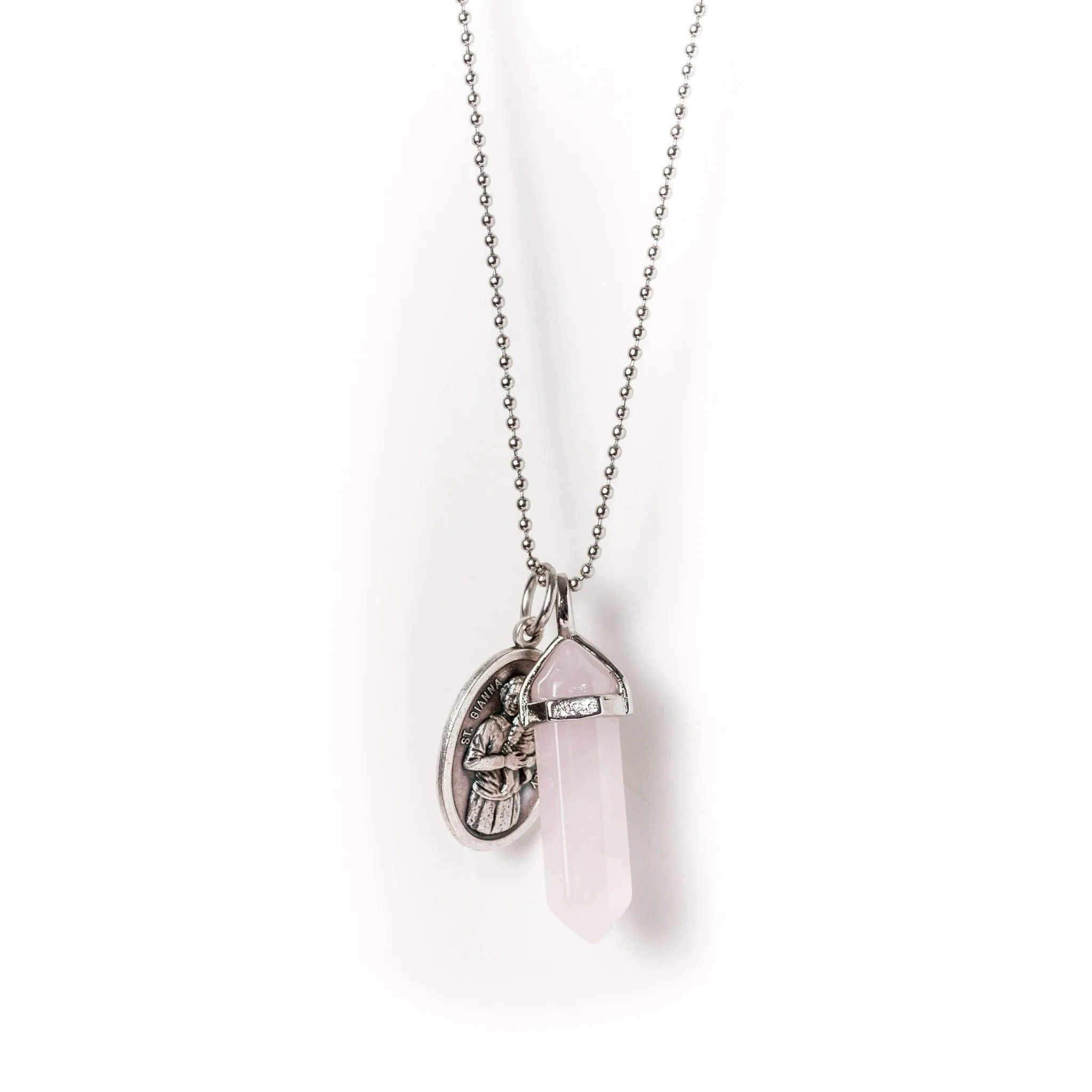 Pendant Necklace Silver | Rose Quartz