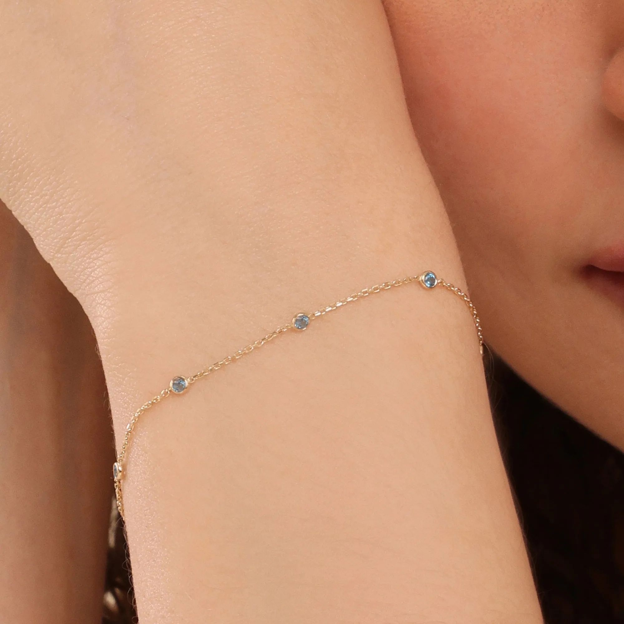 Petite Blue Topaz Station Bracelet, Tabitha