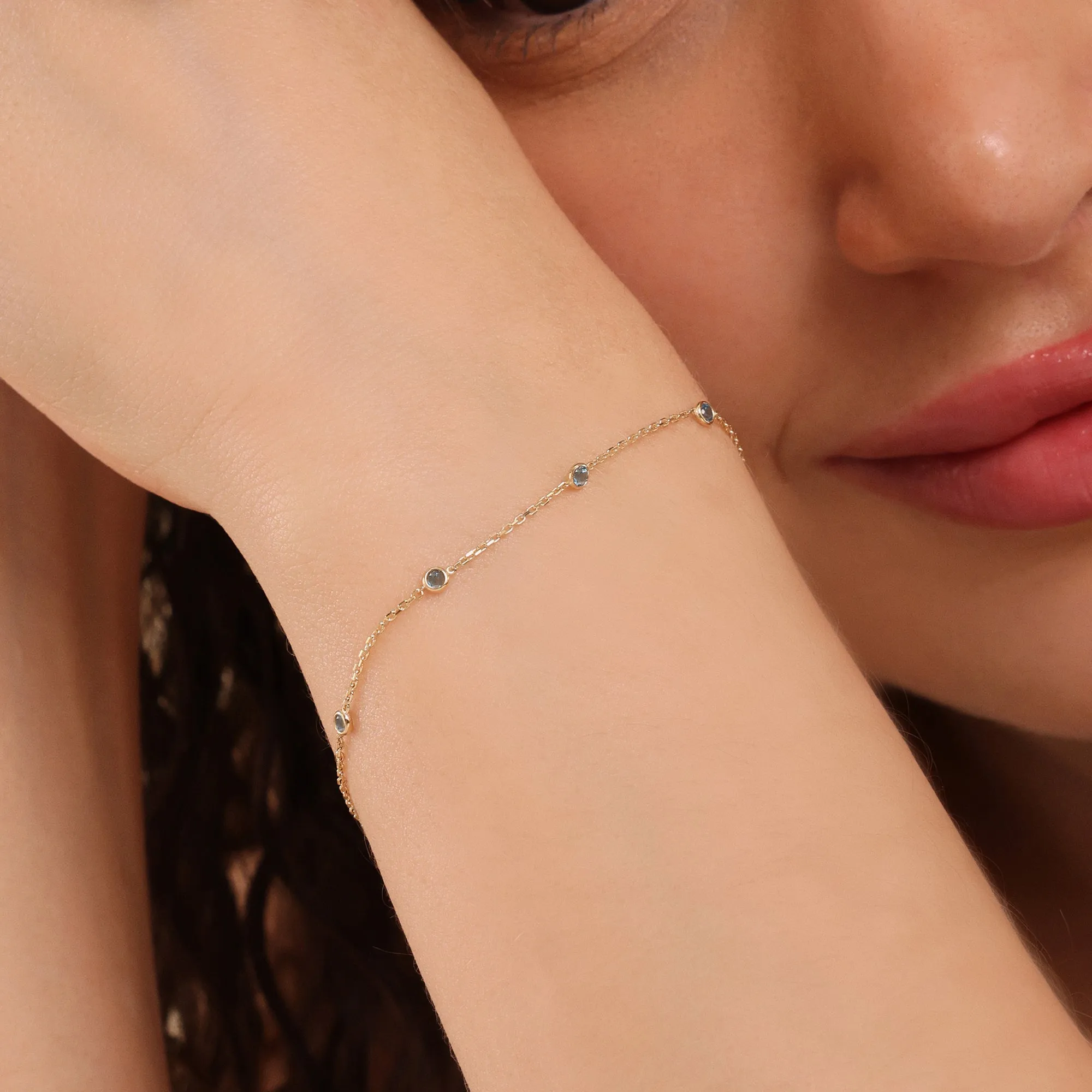 Petite Blue Topaz Station Bracelet, Tabitha