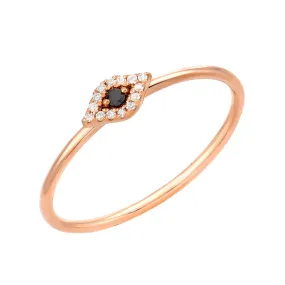 Petite Evil Eye Stackable Ring with White and Black Diamonds
