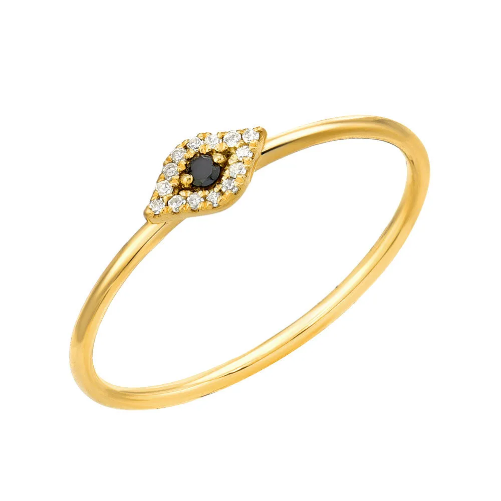 Petite Evil Eye Stackable Ring with White and Black Diamonds