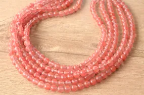 Pink Cherry Quartz Statement Beaded Chunky Faceted Stone Necklace - Tara