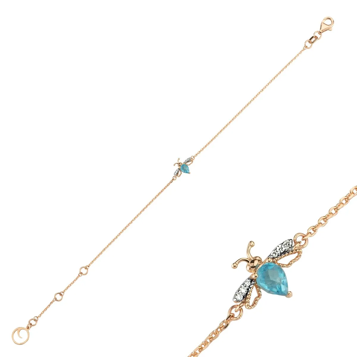 QUEEN BEE LILY GOLD DIAMOND BLUE TOPAZ BRACELET