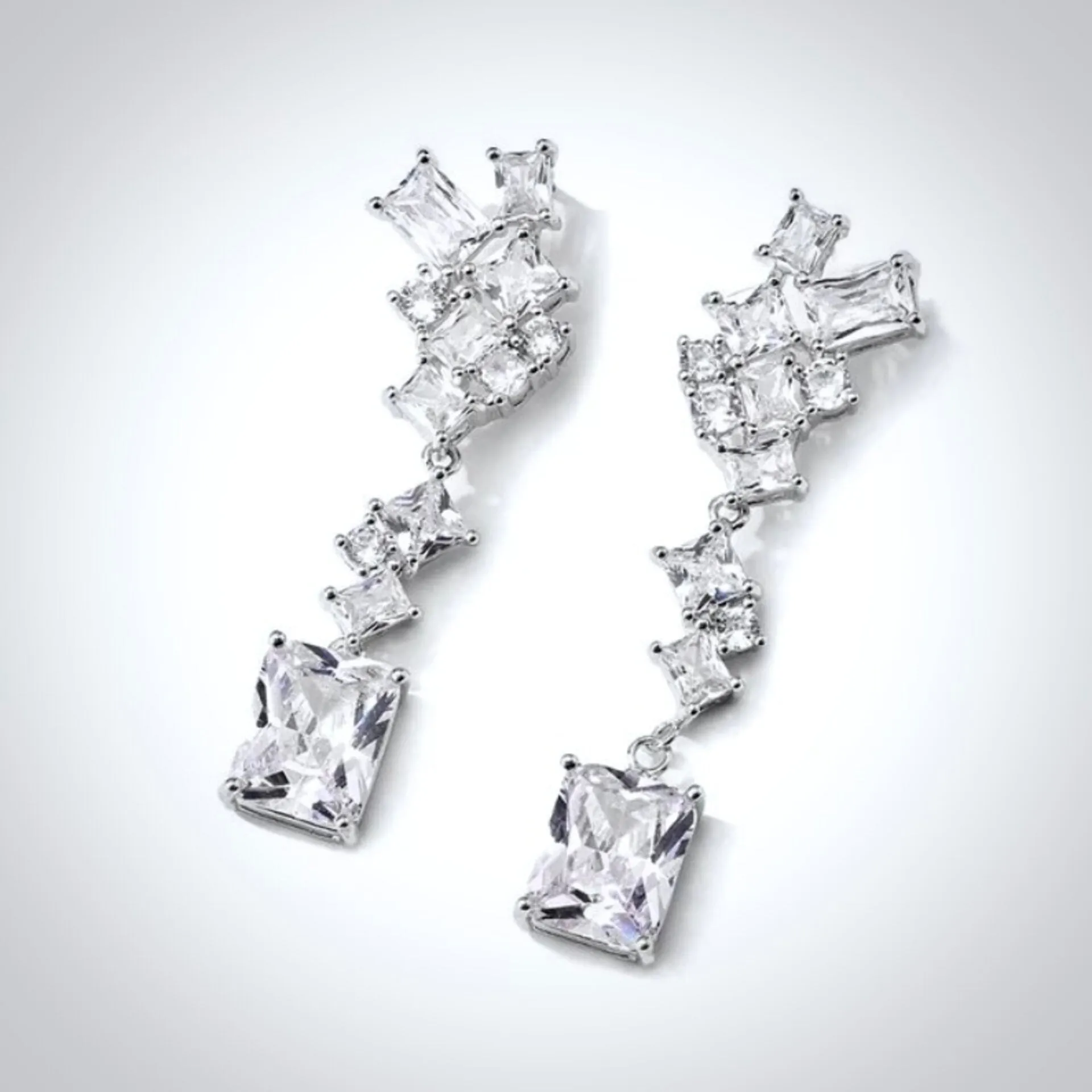 "Sarissa" - Cubic Zirconia Bridal Earrings - Available in Silver and Rose Gold