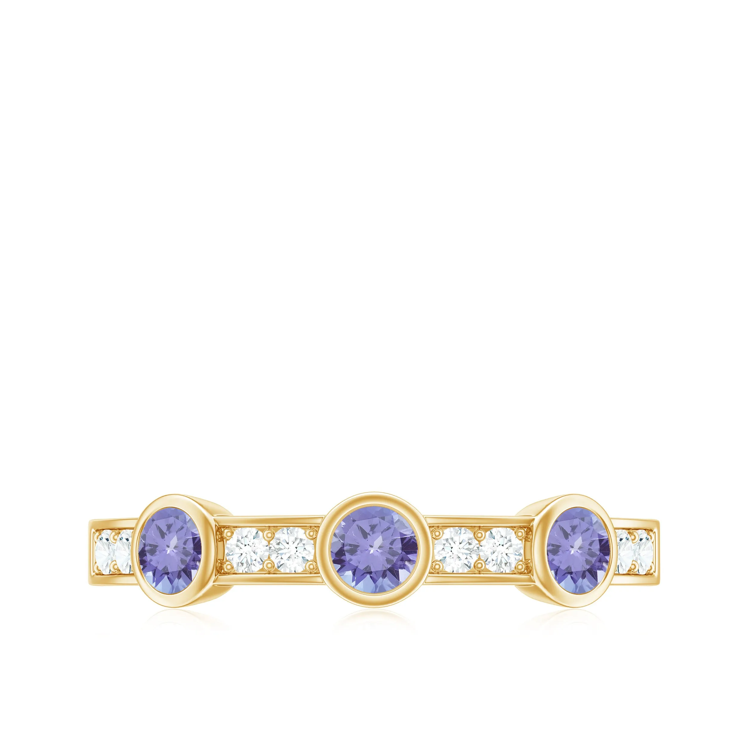 Real Tanzanite Minimal Half Eternity Ring