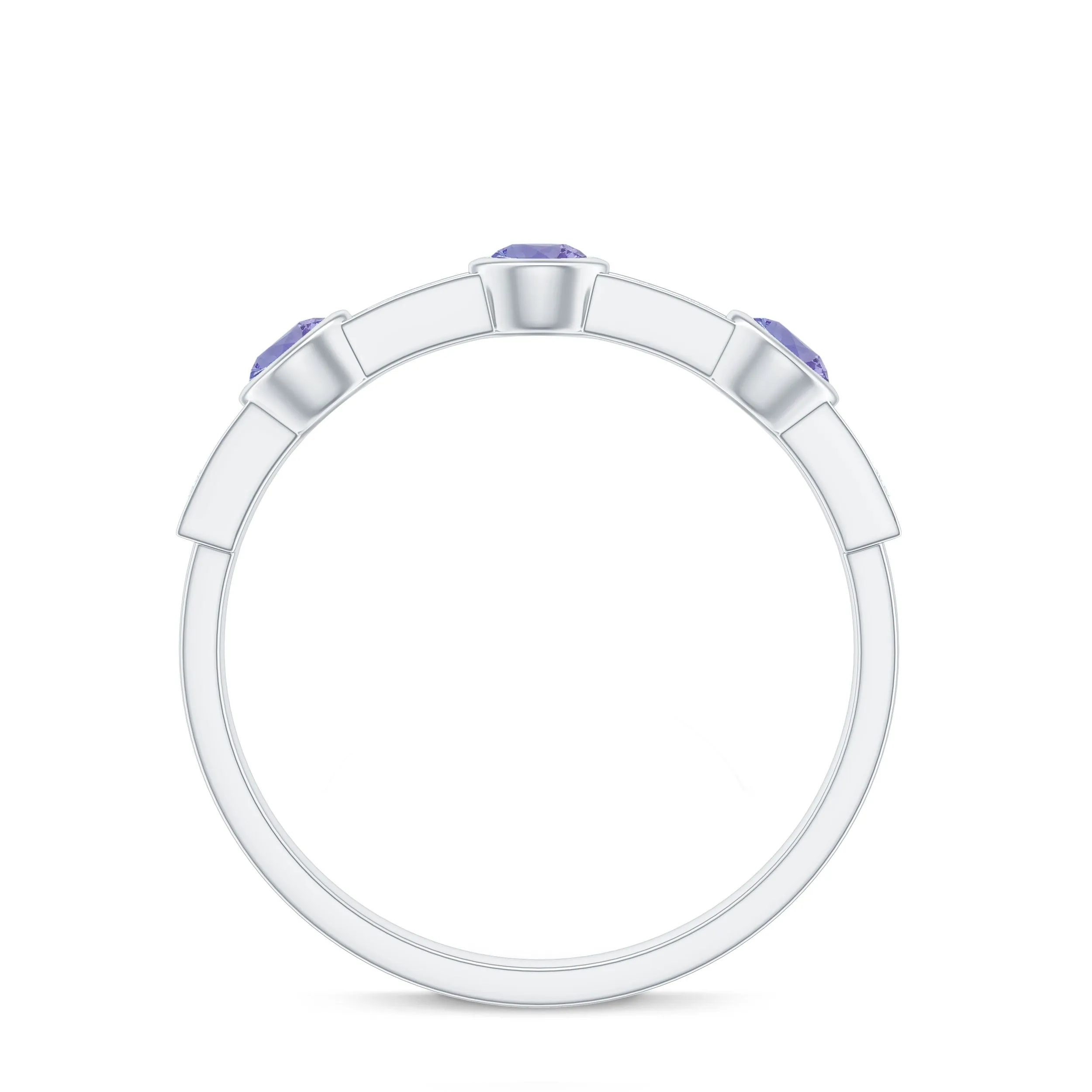 Real Tanzanite Minimal Half Eternity Ring