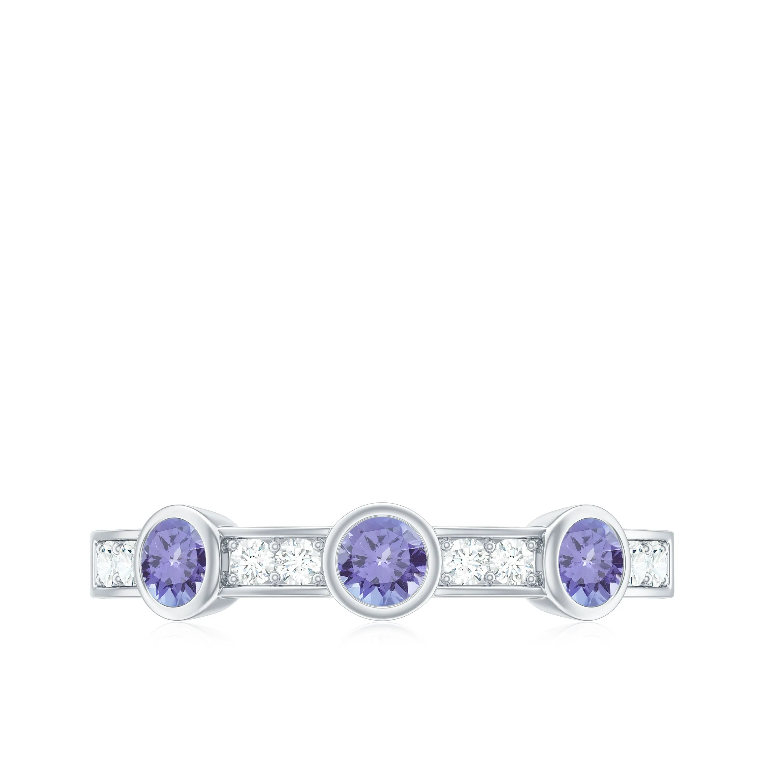 Real Tanzanite Minimal Half Eternity Ring