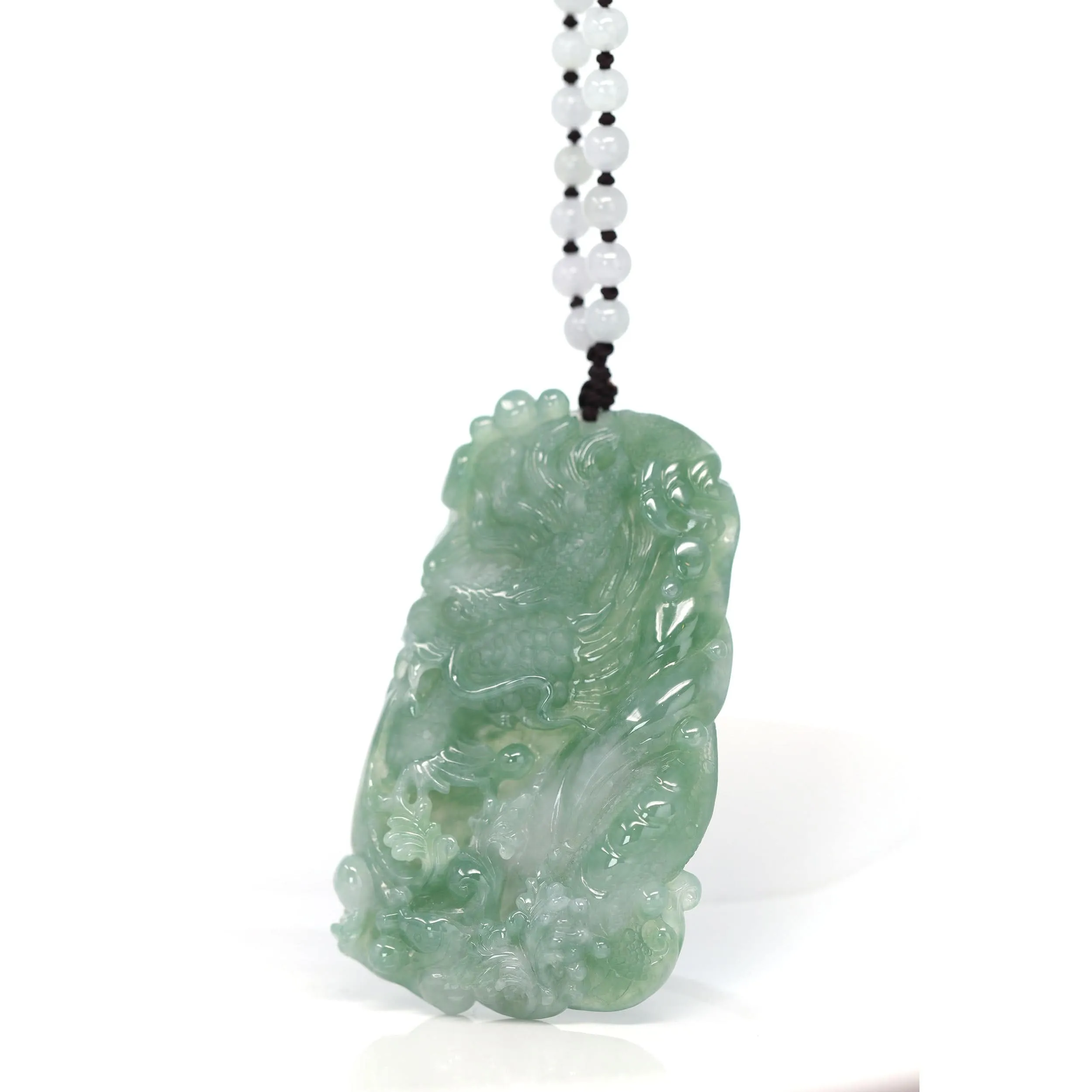 RealJade® "Soaring dragon" Natural Jadeite Jade Blue Green Pendant Necklace For Men, Collectibles