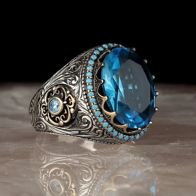 Retro Handmade Turkish Signet Ring for Men Women