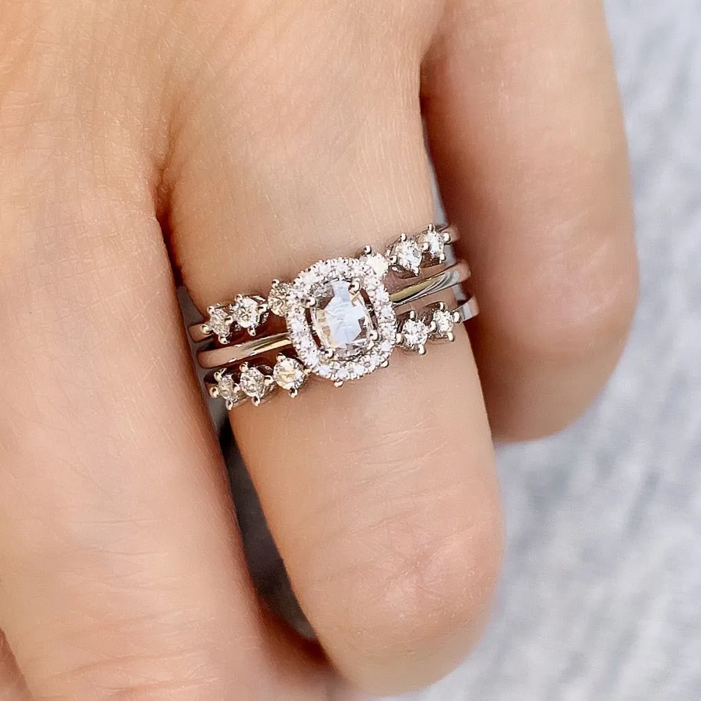 Rose Cut Oval Diamond Halo Band