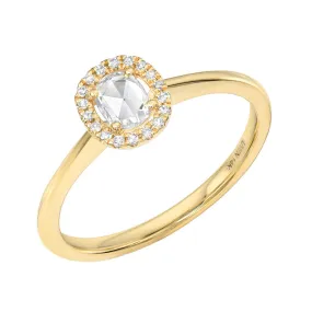 Rose Cut Oval Diamond Halo Band