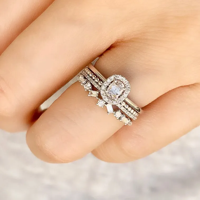 Rose Cut Oval Diamond Halo Band