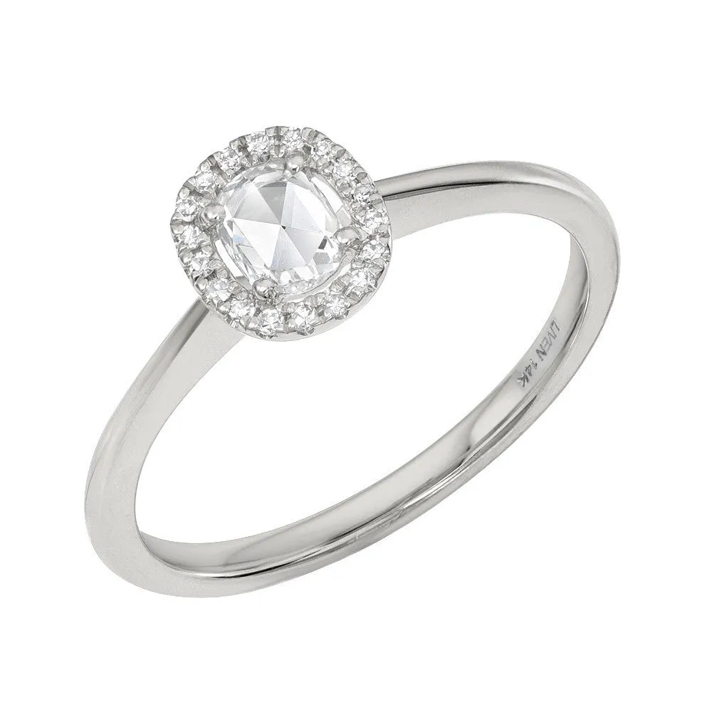 Rose Cut Oval Diamond Halo Band
