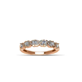 Rose Gold Plated Cubic Zirconia Fashion Band Ring in Sterling Silver