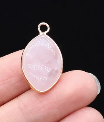 ROSE QUARTZ CRYSTAL OVAL PENDANT (sold by the piece or on chain)